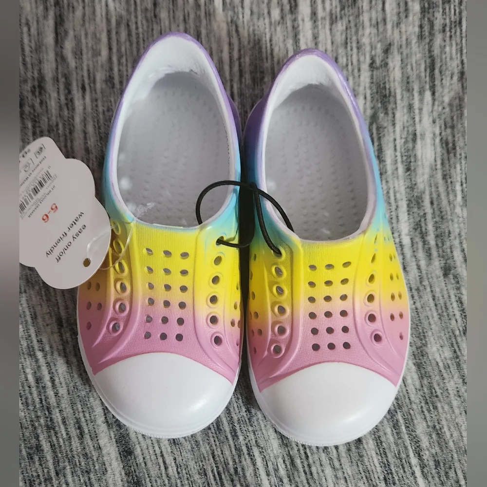 Playful Pink and Yellow Water Shoes with Ventilated Design